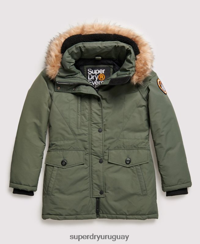 uy Superdry mujer chamarra parka ashley everest verde DT2N8Z5716 ropa