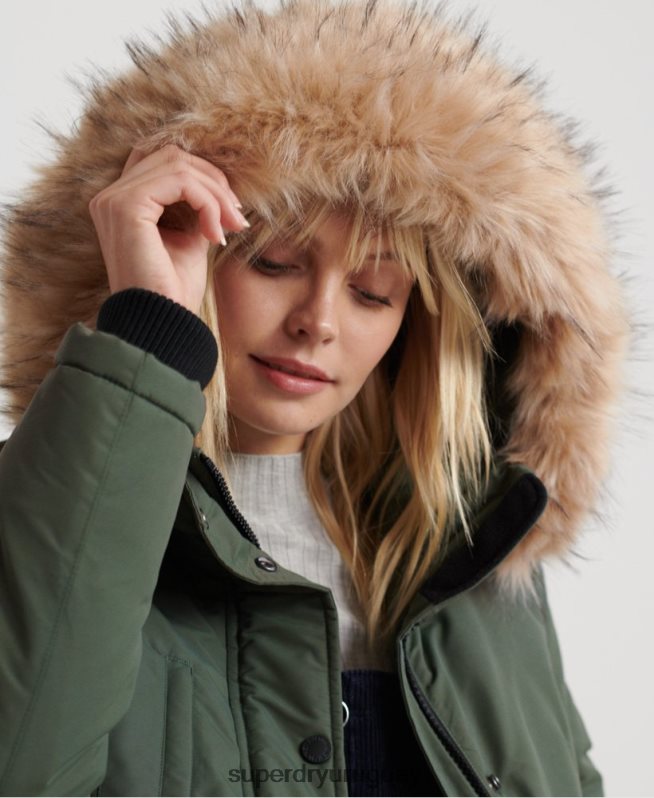 uy Superdry mujer chamarra parka ashley everest verde DT2N8Z5716 ropa