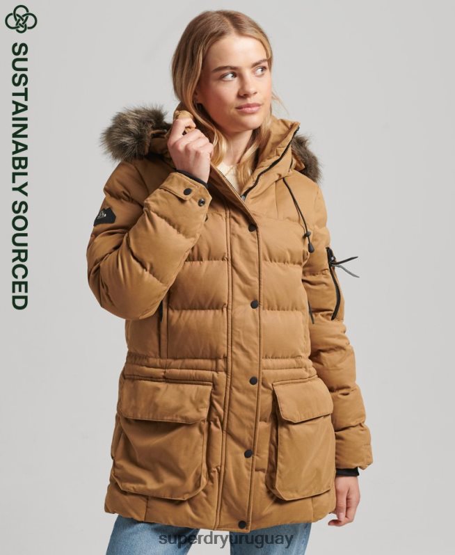 uy Superdry mujer chamarra parka de expedición de microfibra marrón DT2N8Z3654 ropa