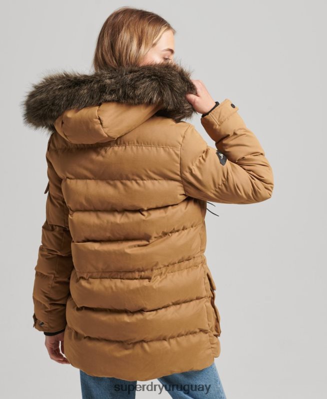 uy Superdry mujer chamarra parka de expedición de microfibra marrón DT2N8Z3654 ropa