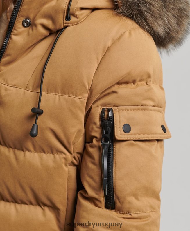 uy Superdry mujer chamarra parka de expedición de microfibra marrón DT2N8Z3654 ropa