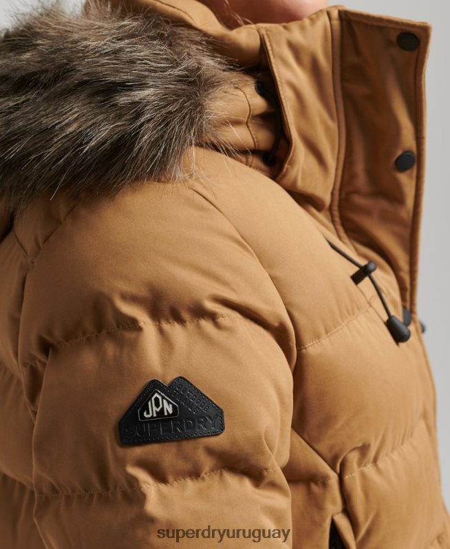 uy Superdry mujer chamarra parka de expedición de microfibra marrón DT2N8Z3654 ropa