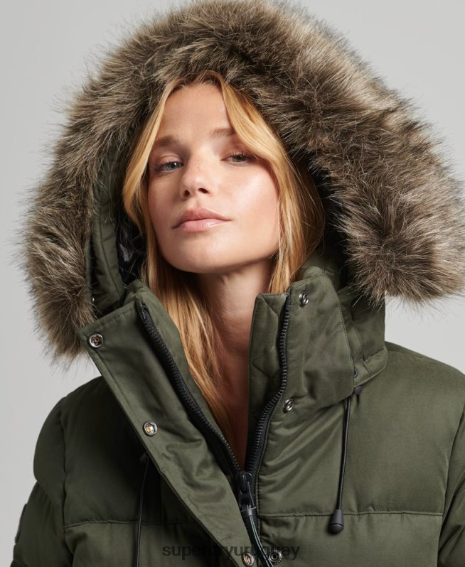uy Superdry mujer chamarra parka de expedición de microfibra verde DT2N8Z3653 ropa