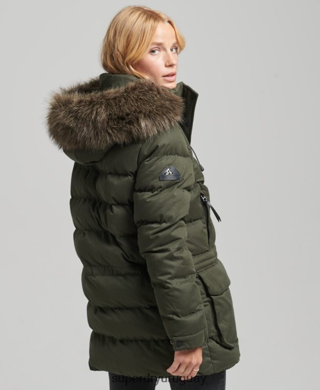 uy Superdry mujer chamarra parka de expedición de microfibra verde DT2N8Z3653 ropa