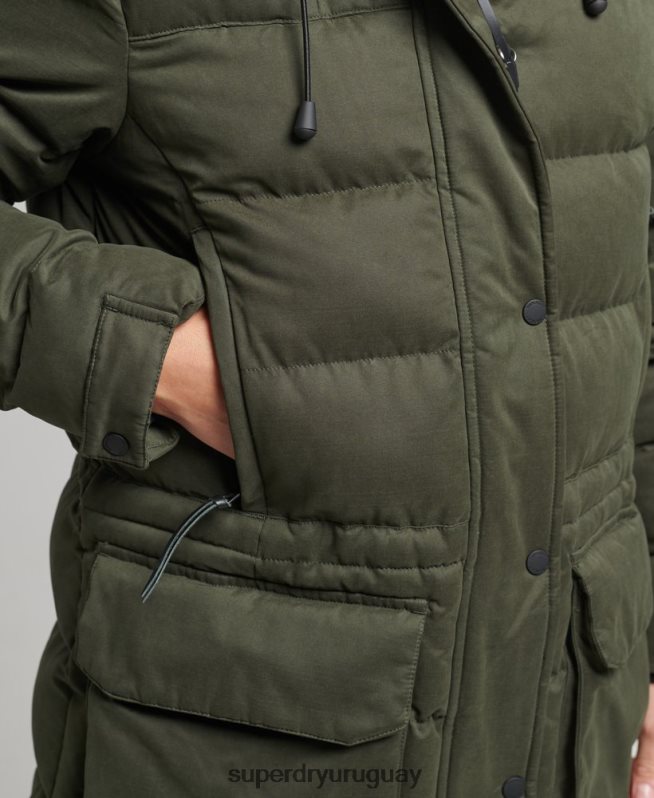 uy Superdry mujer chamarra parka de expedición de microfibra verde DT2N8Z3653 ropa