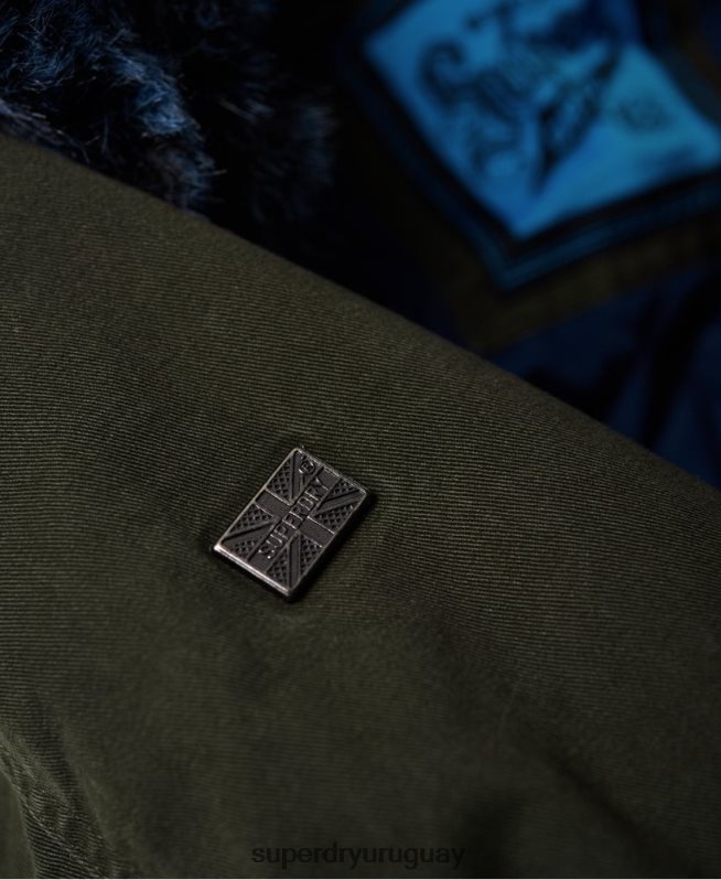 uy Superdry mujer chamarra parka de piel sintética de color halcón caqui DT2N8Z3862 ropa