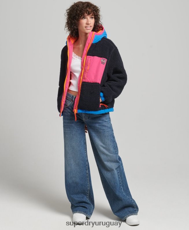 uy Superdry mujer chamarra sherpa con capucha Armada DT2N8Z5722 ropa