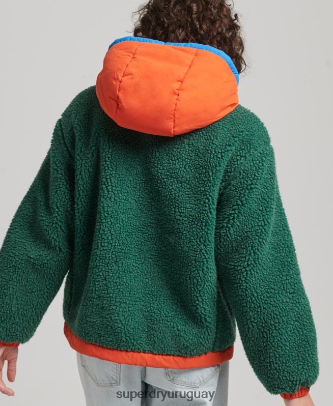uy Superdry mujer chamarra sherpa con capucha verde DT2N8Z5658 ropa