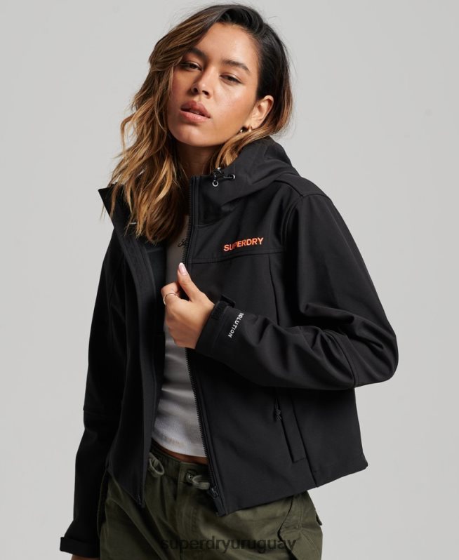 uy Superdry mujer chamarra softshell con capucha de código trekker negro DT2N8Z3529 ropa