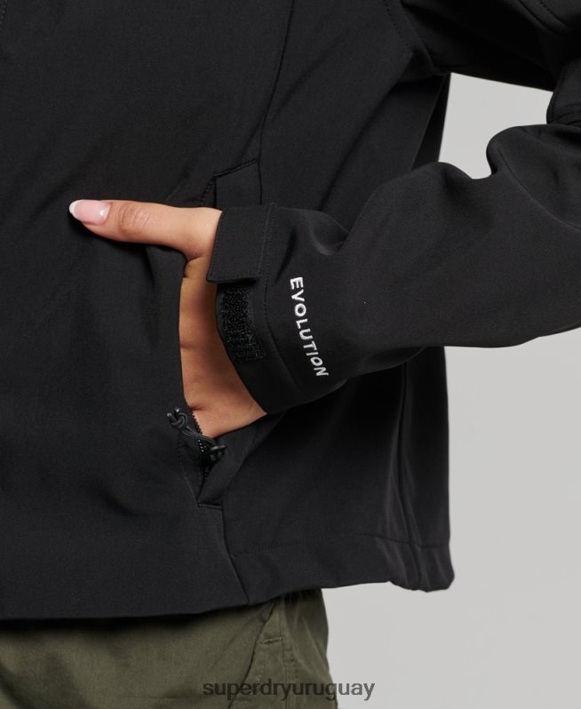 uy Superdry mujer chamarra softshell con capucha de código trekker negro DT2N8Z3529 ropa