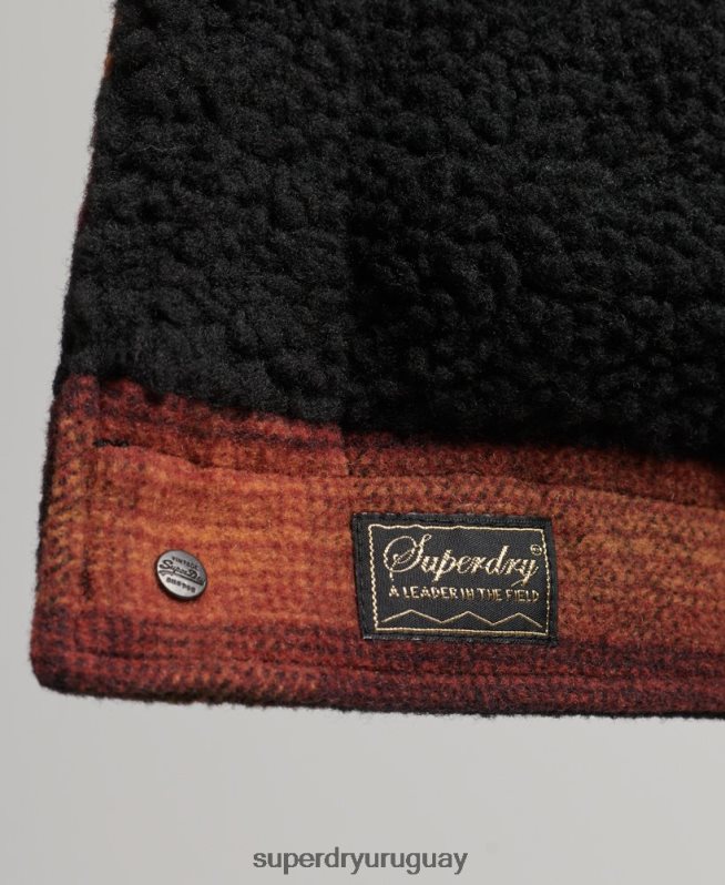 uy Superdry mujer chamarra trucker oversize de lana sherpa rojo DT2N8Z5434 ropa