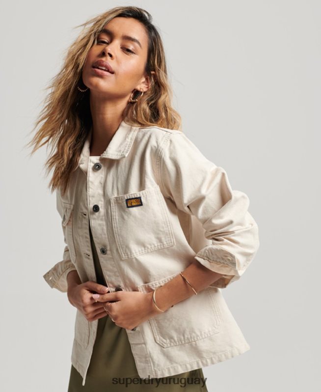 uy Superdry mujer chamarra vintage de algodón orgánico crema DT2N8Z1970 ropa