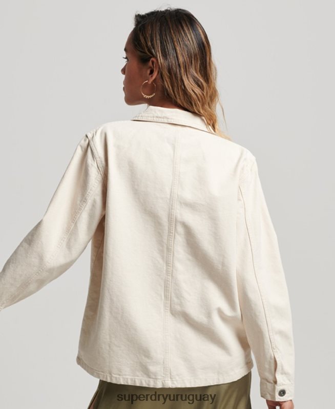 uy Superdry mujer chamarra vintage de algodón orgánico crema DT2N8Z1970 ropa