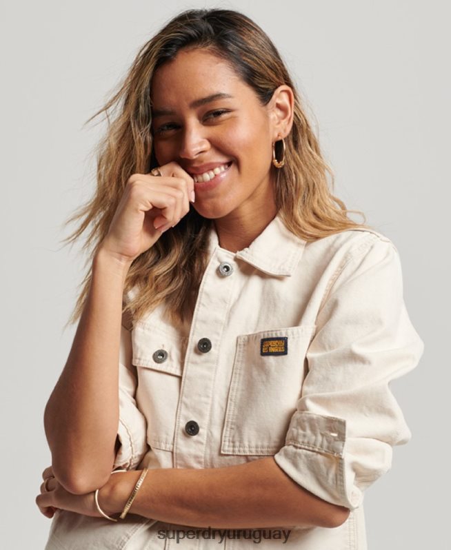 uy Superdry mujer chamarra vintage de algodón orgánico crema DT2N8Z1970 ropa