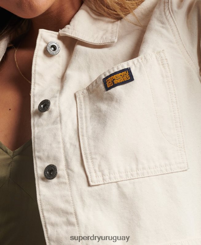 uy Superdry mujer chamarra vintage de algodón orgánico crema DT2N8Z1970 ropa