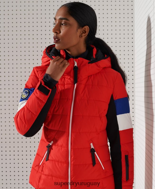 uy Superdry mujer chaqueta acolchada alpine revive rojo DT2N8Z5677 ropa