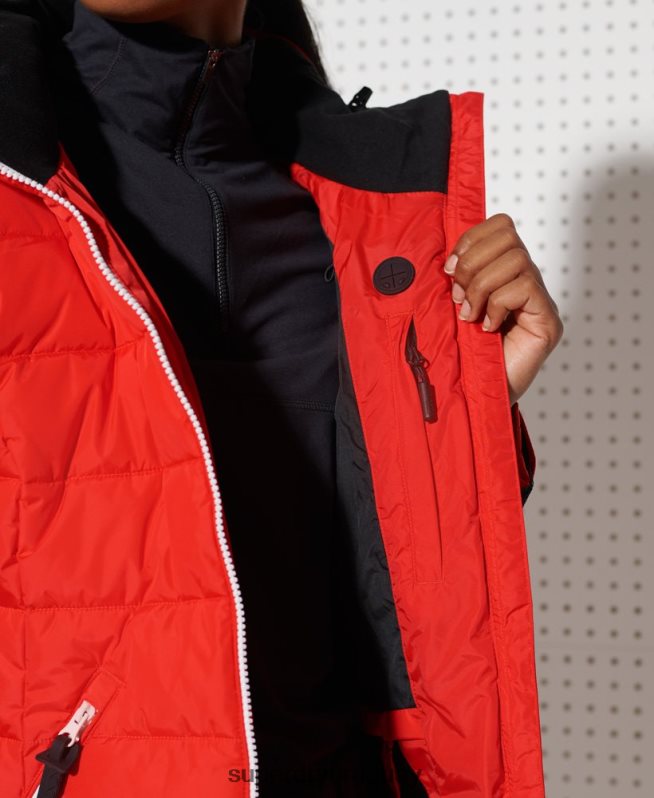 uy Superdry mujer chaqueta acolchada alpine revive rojo DT2N8Z5677 ropa