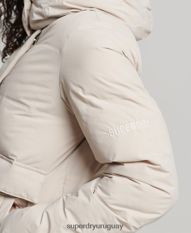 uy Superdry mujer chaqueta acolchada boxy tren beige DT2N8Z5548 ropa