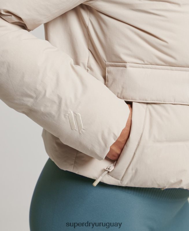 uy Superdry mujer chaqueta acolchada boxy tren beige DT2N8Z5548 ropa