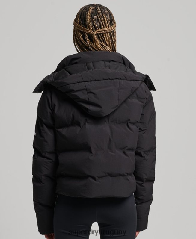 uy Superdry mujer chaqueta acolchada boxy tren negro DT2N8Z5596 ropa