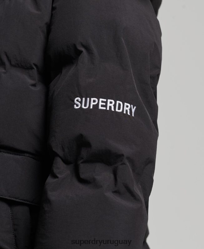 uy Superdry mujer chaqueta acolchada boxy tren negro DT2N8Z5596 ropa