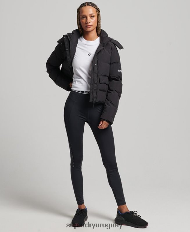 uy Superdry mujer chaqueta acolchada boxy tren negro DT2N8Z5596 ropa