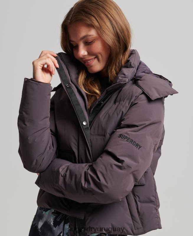 uy Superdry mujer chaqueta acolchada boxy tren púrpura DT2N8Z5456 ropa