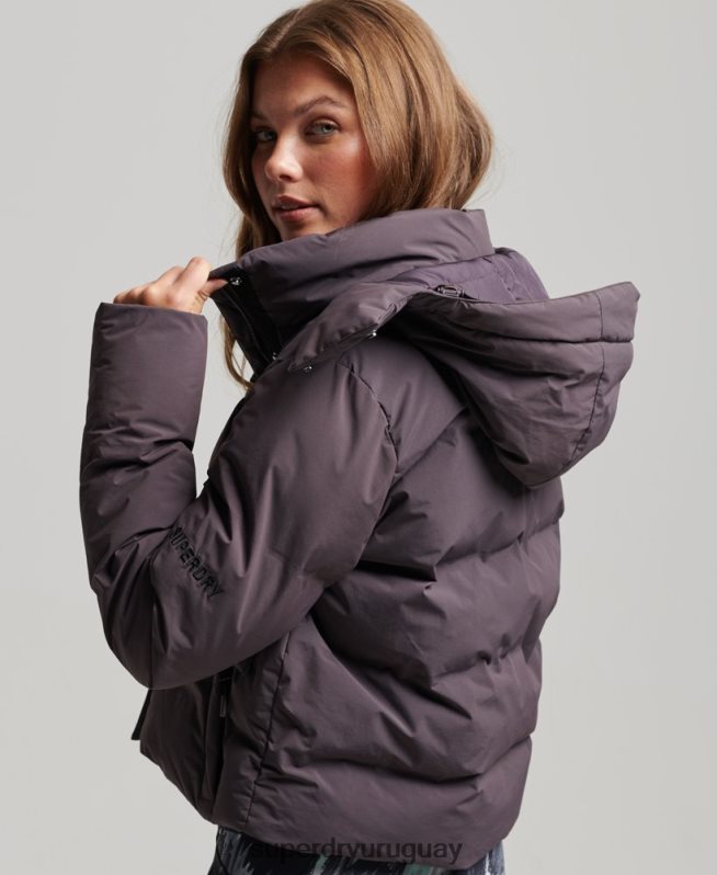 uy Superdry mujer chaqueta acolchada boxy tren púrpura DT2N8Z5456 ropa