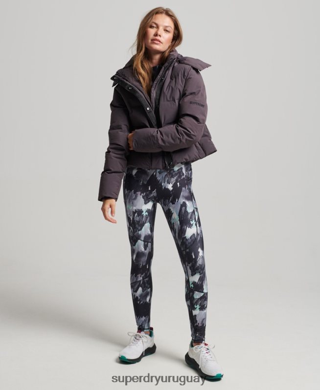 uy Superdry mujer chaqueta acolchada boxy tren púrpura DT2N8Z5456 ropa