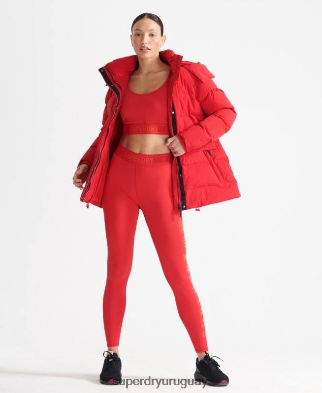 uy Superdry mujer chaqueta acolchada boxy tren rojo DT2N8Z5729 ropa