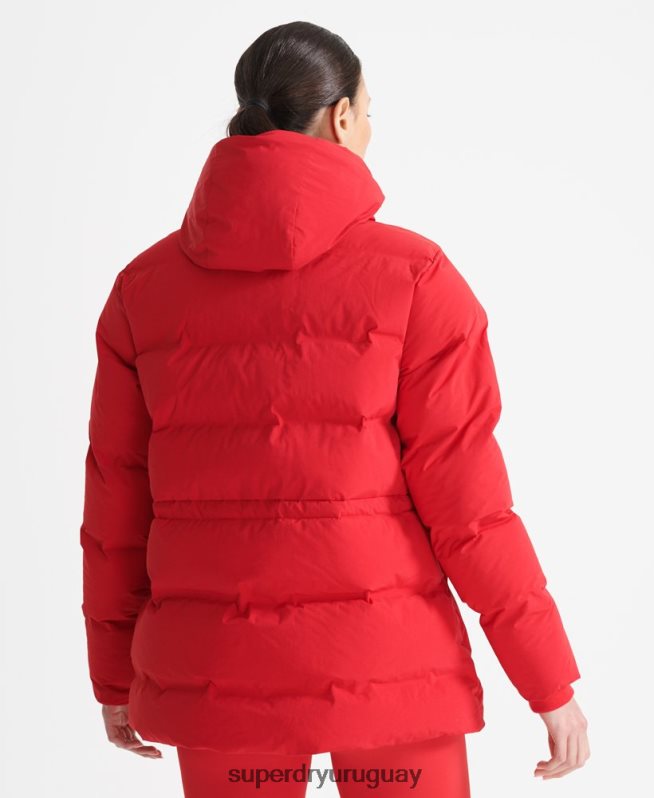 uy Superdry mujer chaqueta acolchada boxy tren rojo DT2N8Z5729 ropa