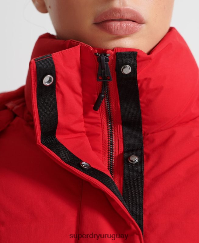 uy Superdry mujer chaqueta acolchada boxy tren rojo DT2N8Z5729 ropa