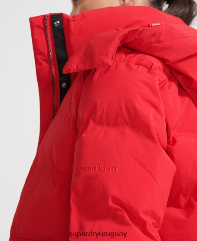 uy Superdry mujer chaqueta acolchada boxy tren rojo DT2N8Z5729 ropa