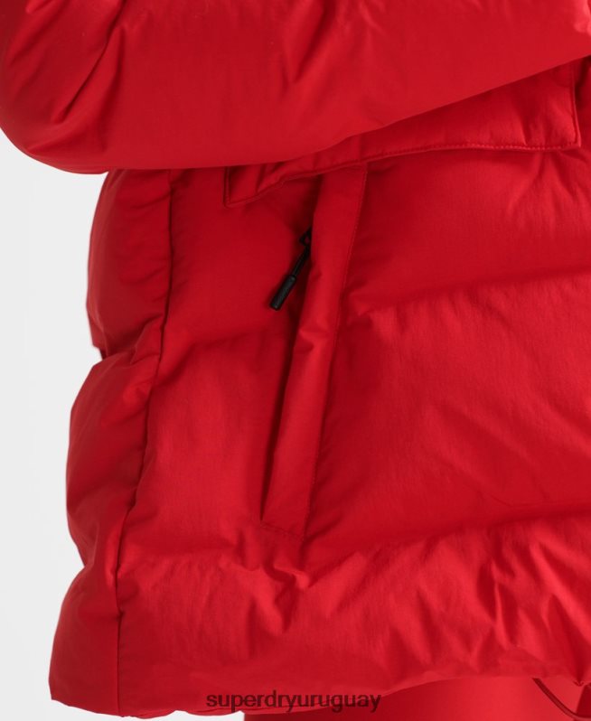 uy Superdry mujer chaqueta acolchada boxy tren rojo DT2N8Z5729 ropa