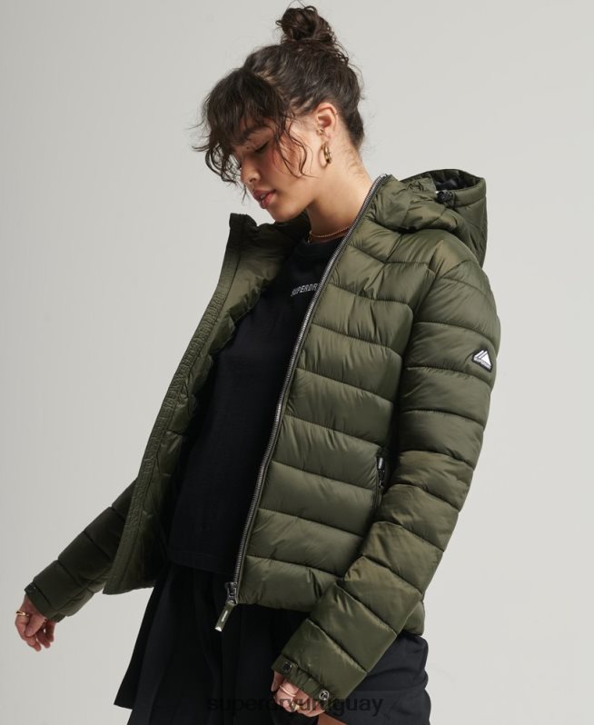 uy Superdry mujer chaqueta acolchada clásica de fuji caqui DT2N8Z3807 ropa