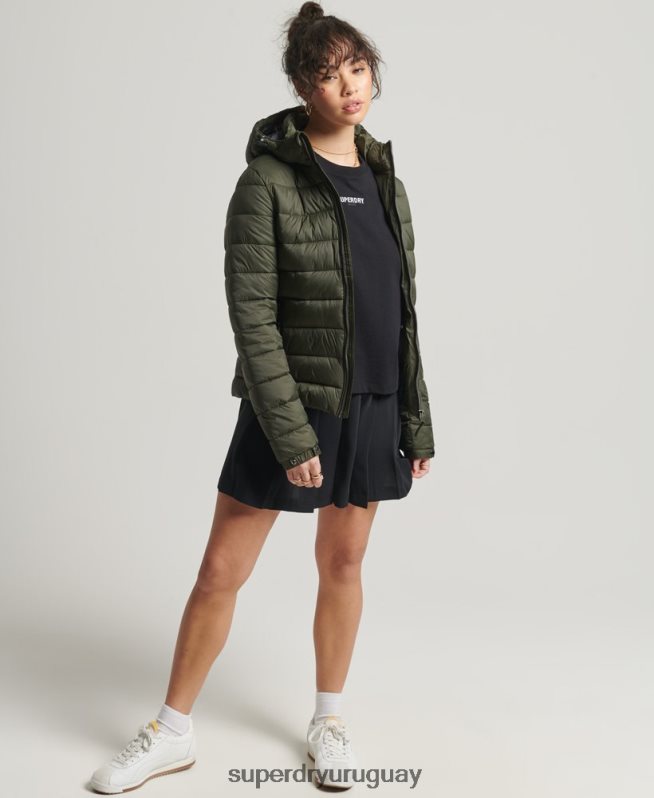 uy Superdry mujer chaqueta acolchada clásica de fuji caqui DT2N8Z3807 ropa