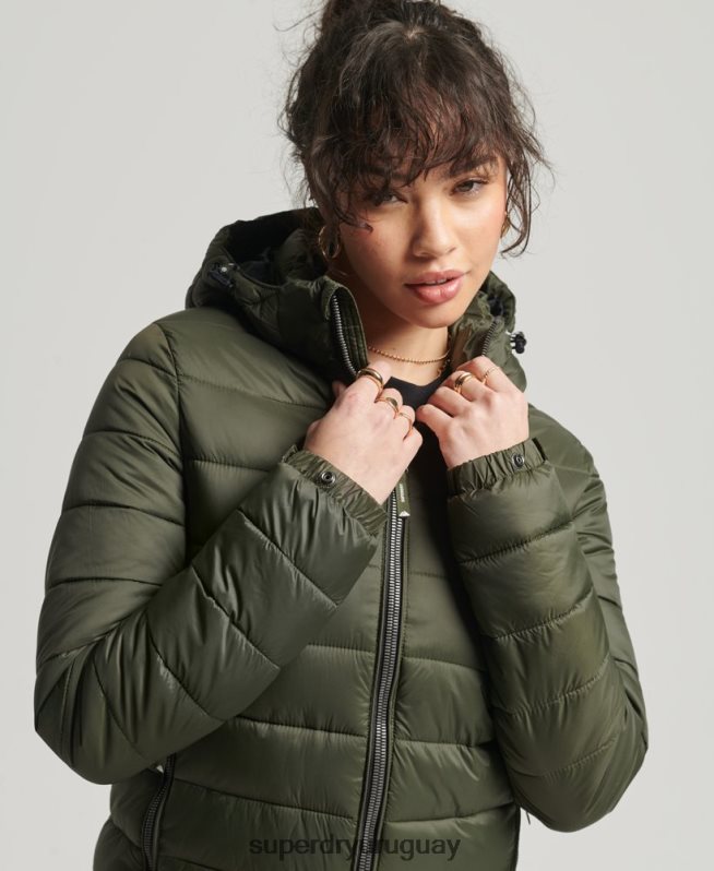 uy Superdry mujer chaqueta acolchada clásica de fuji caqui DT2N8Z3807 ropa