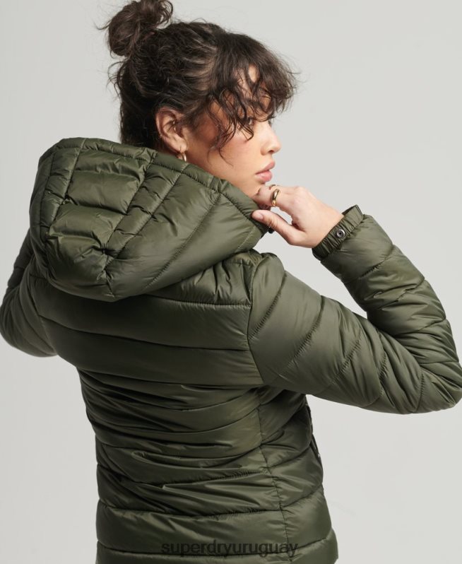 uy Superdry mujer chaqueta acolchada clásica de fuji caqui DT2N8Z3807 ropa