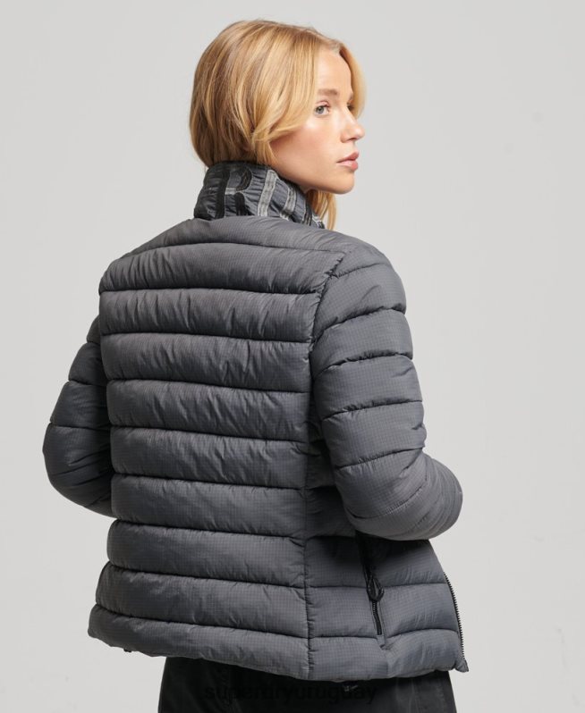uy Superdry mujer chaqueta acolchada con logo clásico gris DT2N8Z5422 ropa