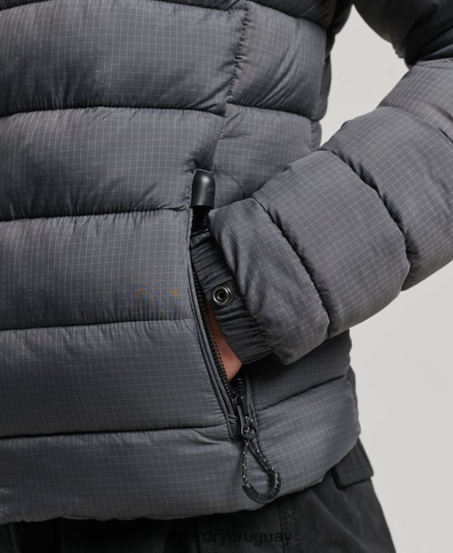 uy Superdry mujer chaqueta acolchada con logo clásico gris DT2N8Z5422 ropa
