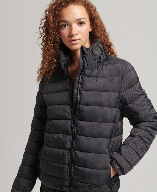 uy Superdry mujer chaqueta acolchada con logo clásico negro DT2N8Z5418 ropa