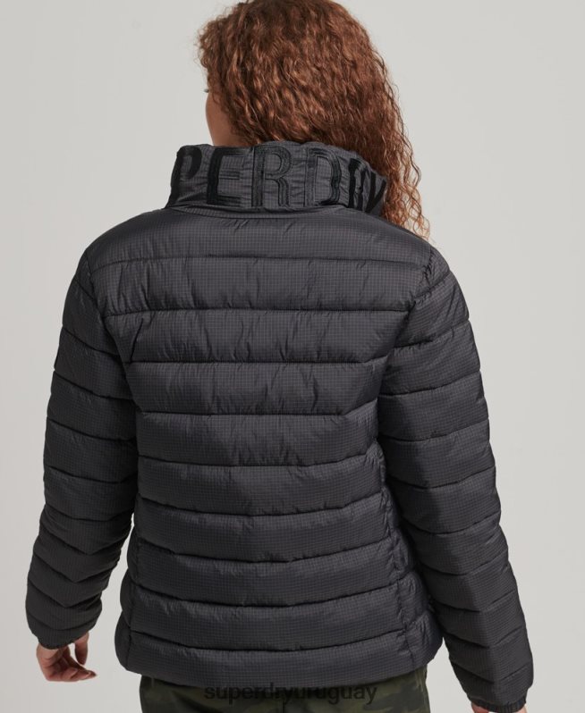 uy Superdry mujer chaqueta acolchada con logo clásico negro DT2N8Z5418 ropa