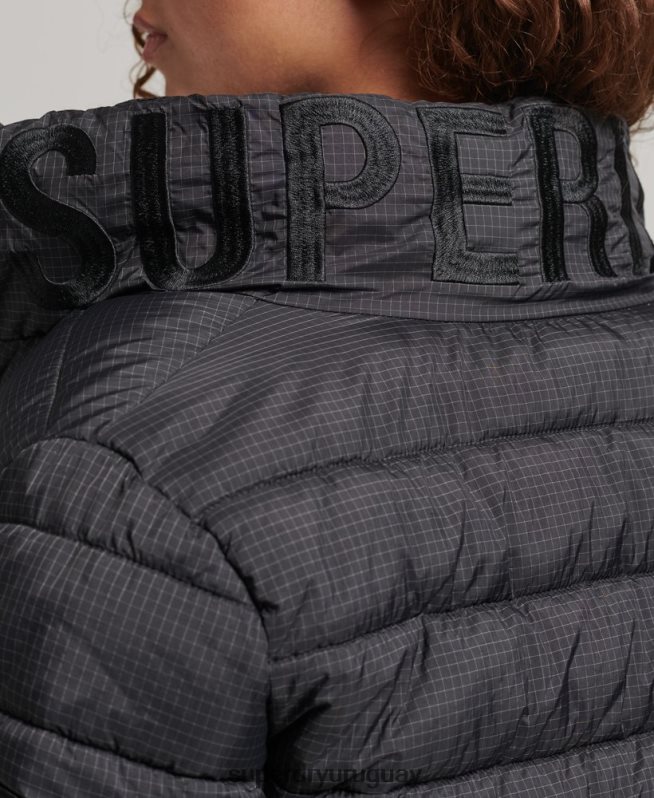 uy Superdry mujer chaqueta acolchada con logo clásico negro DT2N8Z5418 ropa