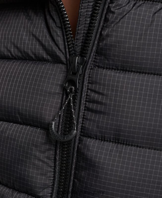 uy Superdry mujer chaqueta acolchada con logo clásico negro DT2N8Z5418 ropa