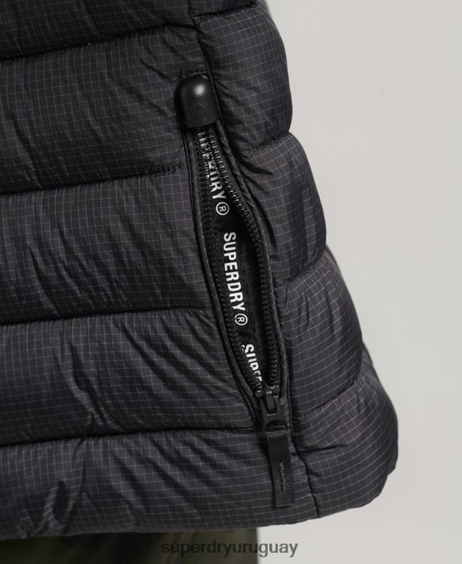 uy Superdry mujer chaqueta acolchada con logo clásico negro DT2N8Z5418 ropa