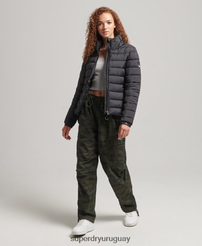 uy Superdry mujer chaqueta acolchada con logo clásico negro DT2N8Z5418 ropa