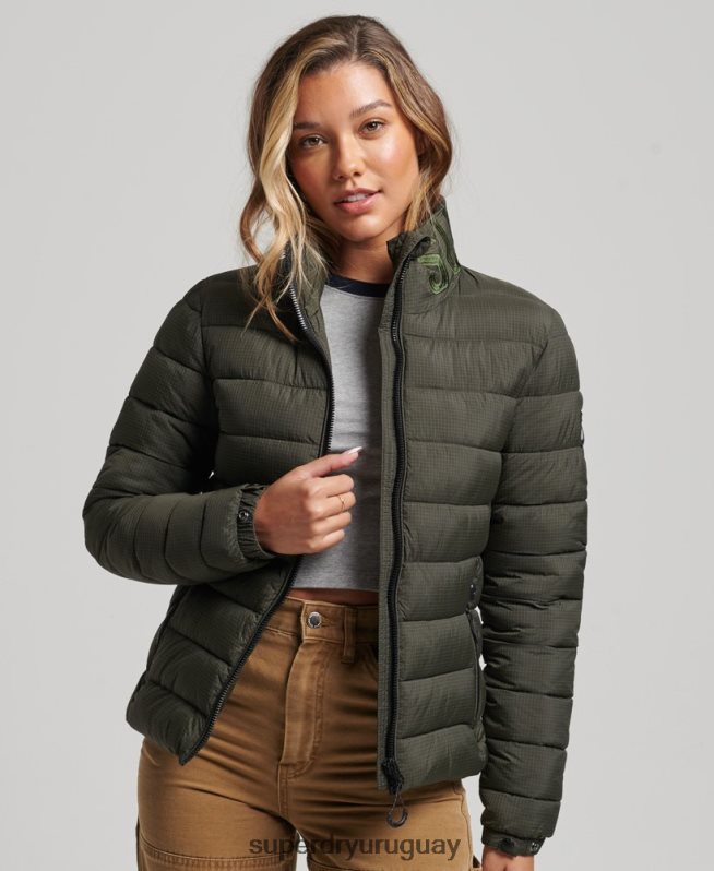 uy Superdry mujer chaqueta acolchada con logo clásico verde DT2N8Z5437 ropa