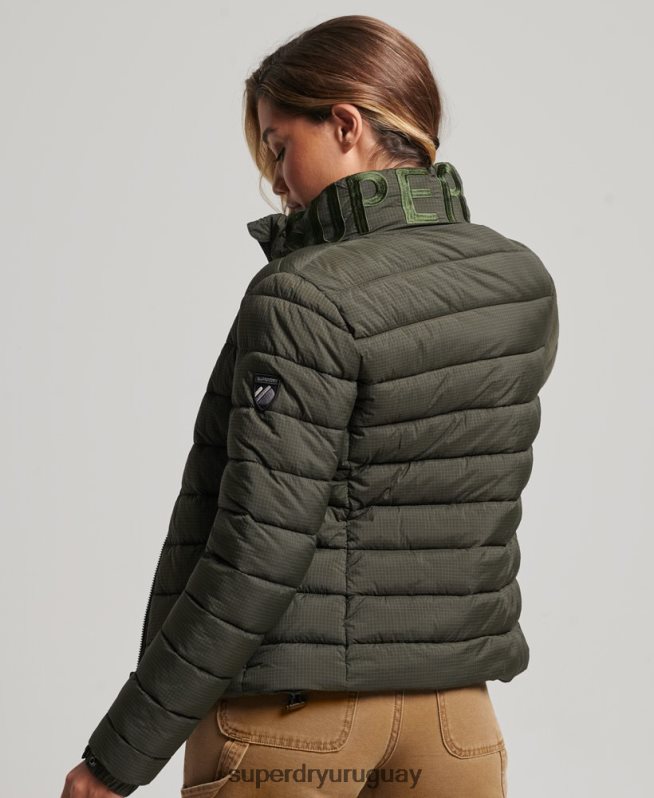 uy Superdry mujer chaqueta acolchada con logo clásico verde DT2N8Z5437 ropa