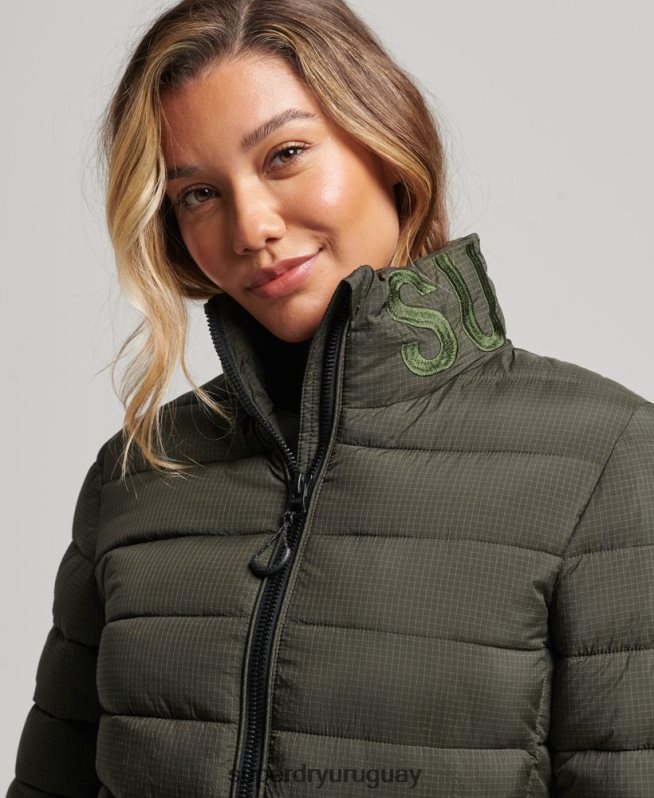 uy Superdry mujer chaqueta acolchada con logo clásico verde DT2N8Z5437 ropa