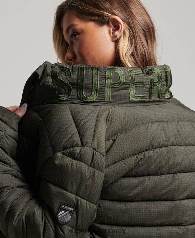 uy Superdry mujer chaqueta acolchada con logo clásico verde DT2N8Z5437 ropa